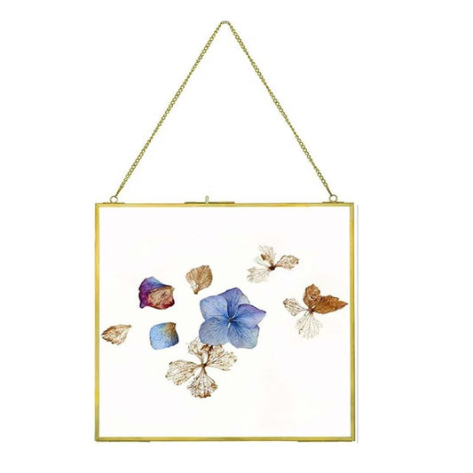 Maverics Antique Brass Glass Hanging Photo Frames Set - Wall Décor for Home & Office, Wall Hanging Accessories, Vintage Style Decoration (8x8)