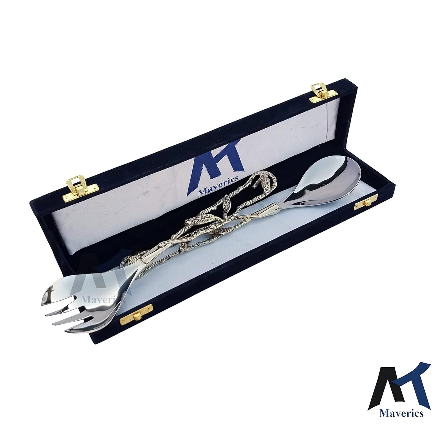 Maverics Leaf Design Serving Spoon & Serving Fork for Dining Table & for Kitchen
