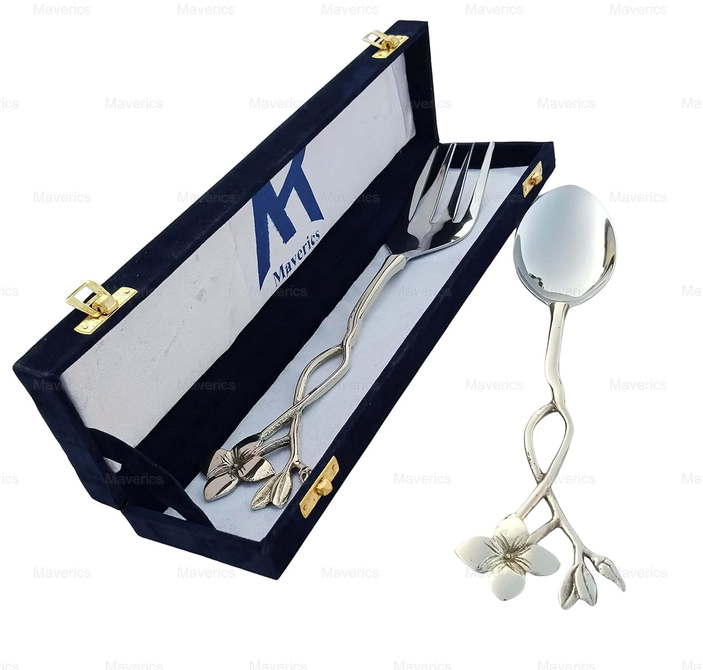 Maverics Stainless Steel Serving Spoon & Fork Set of 2 | Premium Cutlery for Dining & Serving