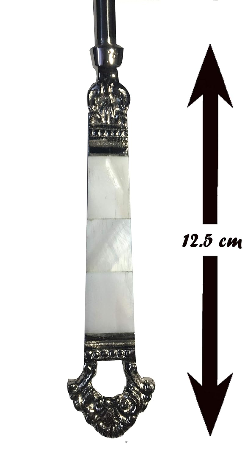 Maverics Mother of Pearl (MOP) Taj Design Brass Handle Serving Spoon with Silver Finished