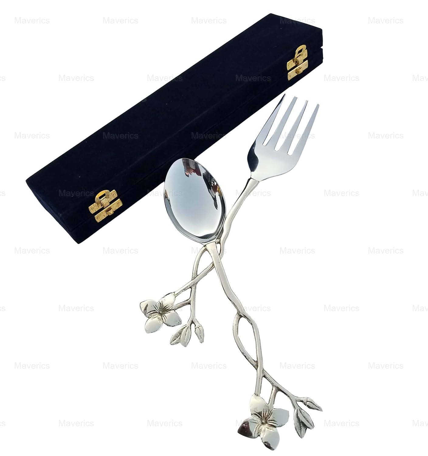 Maverics Stainless Steel Serving Spoon & Fork Set of 2 | Premium Cutlery for Dining & Serving