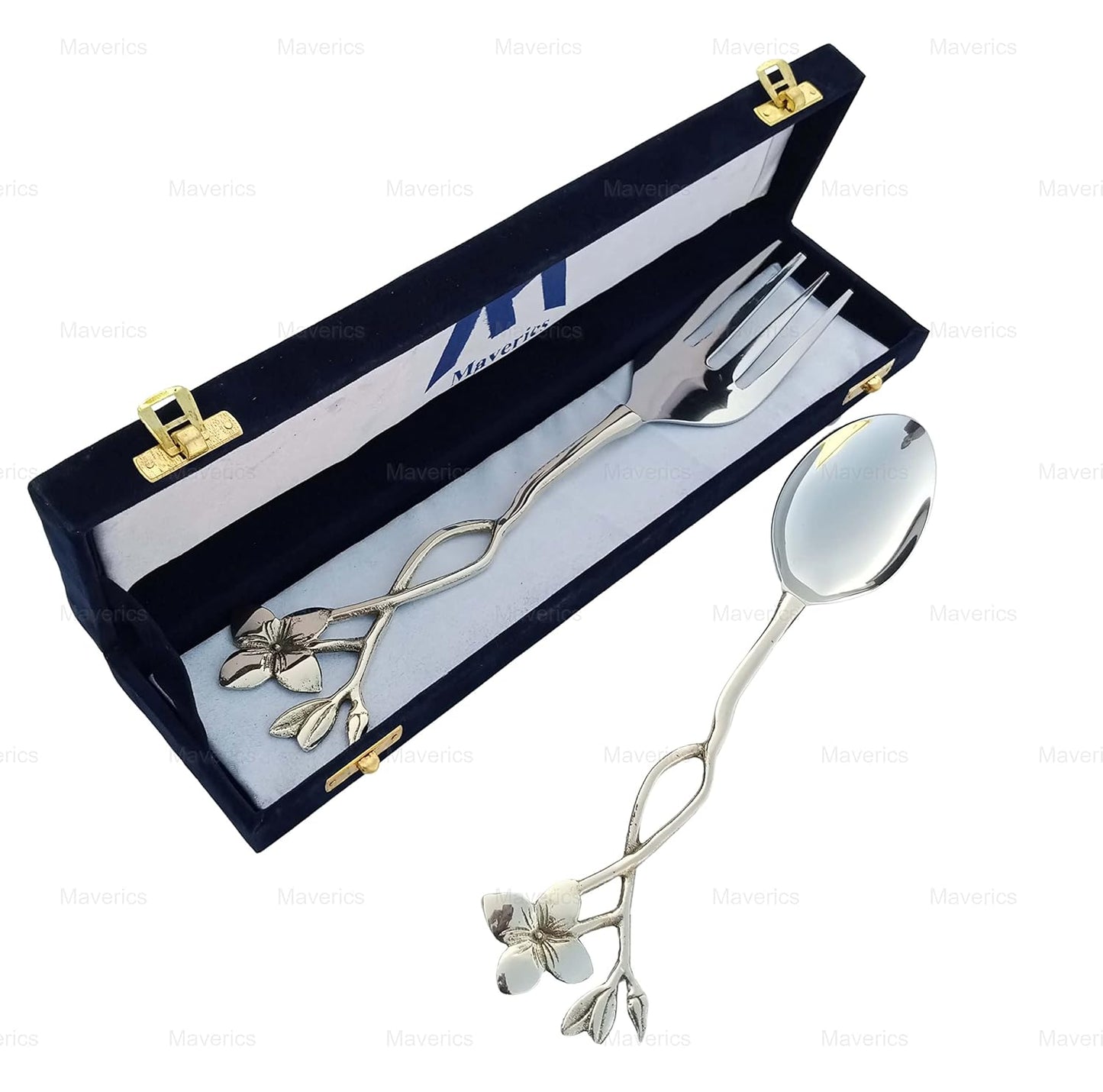 Maverics Stainless Steel Serving Spoon & Fork Set of 2 | Premium Cutlery for Dining & Serving