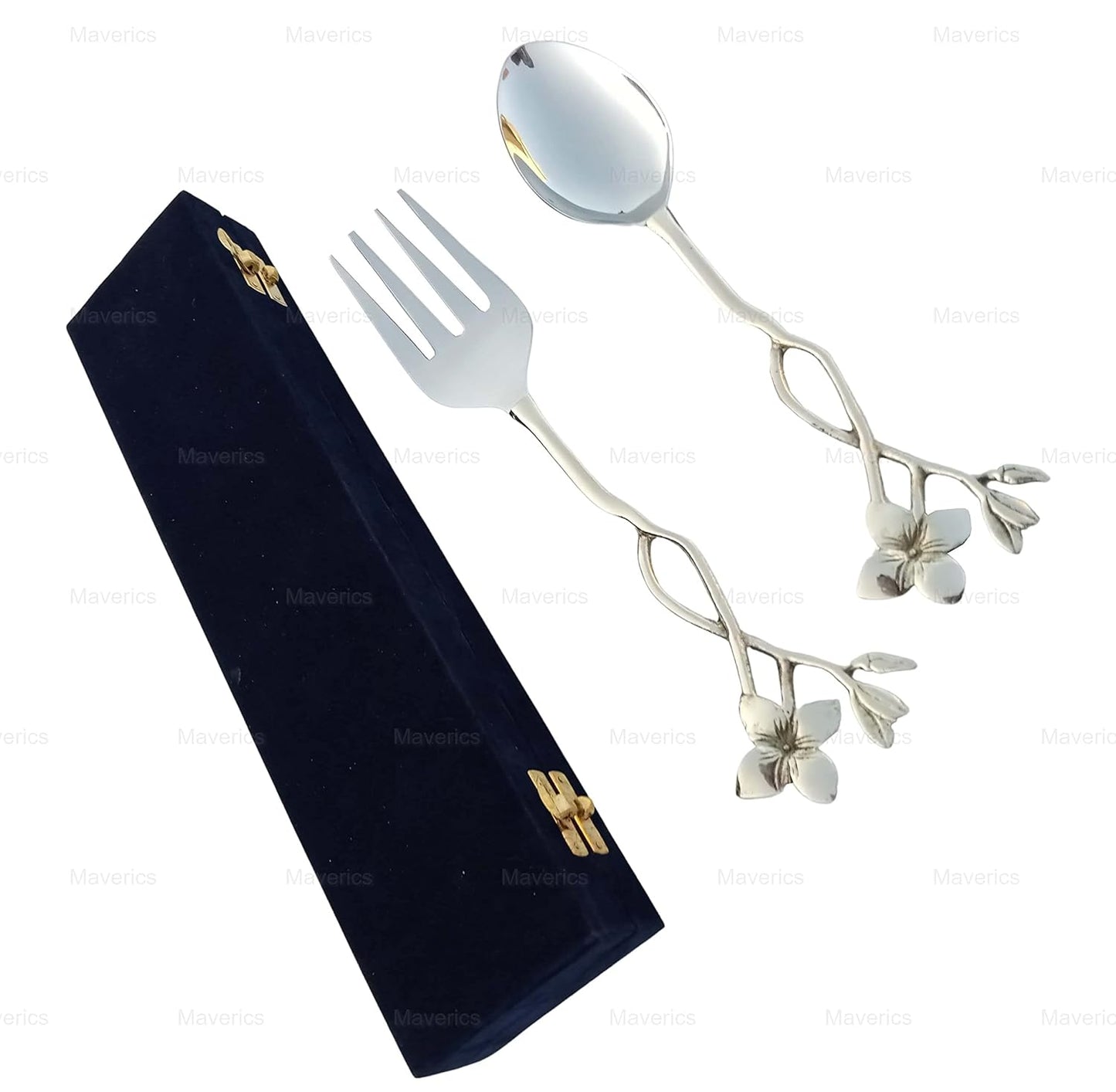 Maverics Stainless Steel Serving Spoon & Fork Set of 2 | Premium Cutlery for Dining & Serving