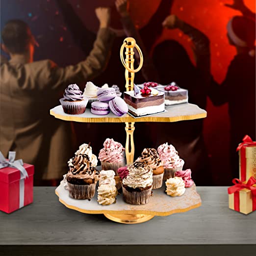 Maverics 2 Tier Cake Stand - Double Decker Cake Stand for Anniversary & Birthday Party Cakes Desserts Plate | Buffet Server Stands for Wedding | Cupcake Stand