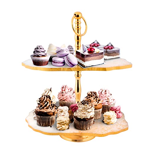 Maverics 2 Tier Cake Stand - Double Decker Cake Stand for Anniversary & Birthday Party Cakes Desserts Plate | Buffet Server Stands for Wedding | Cupcake Stand
