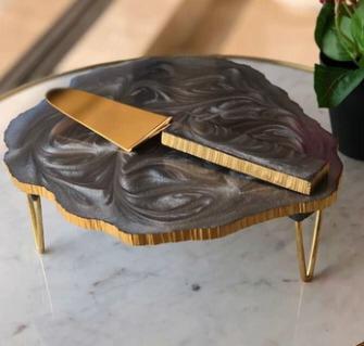 Grey Marble Effect Resin Cake Stand – Modern Dessert Styling