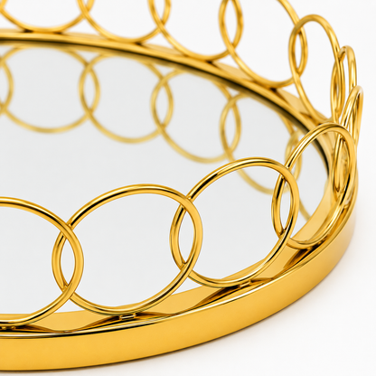 Maverics Premium Golden Ring Tray for Engagement, Wedding & Ring Ceremony | Decorative Ring Platter for Special Occasions