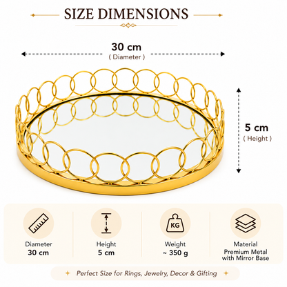 Maverics Premium Golden Ring Tray for Engagement, Wedding & Ring Ceremony | Decorative Ring Platter for Special Occasions