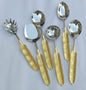 Maverics 6-Piece Stainless Steel Serving Spoon Set with Maverics Led-Free Brass Handle in a Black Box