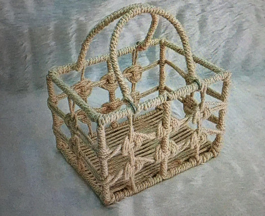 Maverics Handmade Jute Tray for Gift Hamper | Decorative Wedding Dress Serving Platter | Square Design Rope Storage Basket | Organize Home Living Room & Centre Dining Table Brown 12.4*12.4*12.4 Inch