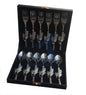 Maverics Aluminium Leaf Handle Design 6 Serving Spoon and 6 Serving Fork Set of 12 PCs Cutlery Set