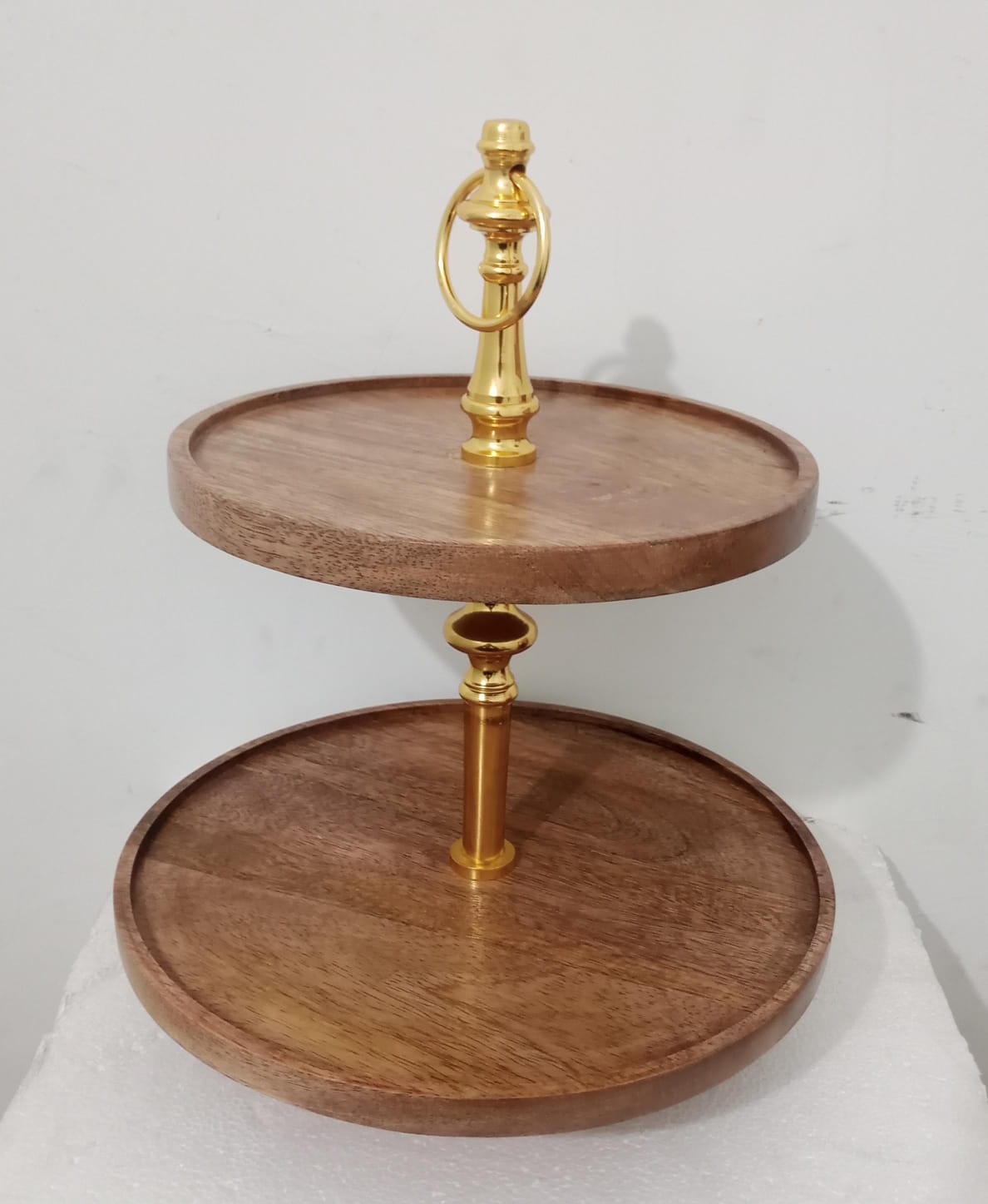 Classic Two-Tier Wooden Cake Stand – Handmade Grace