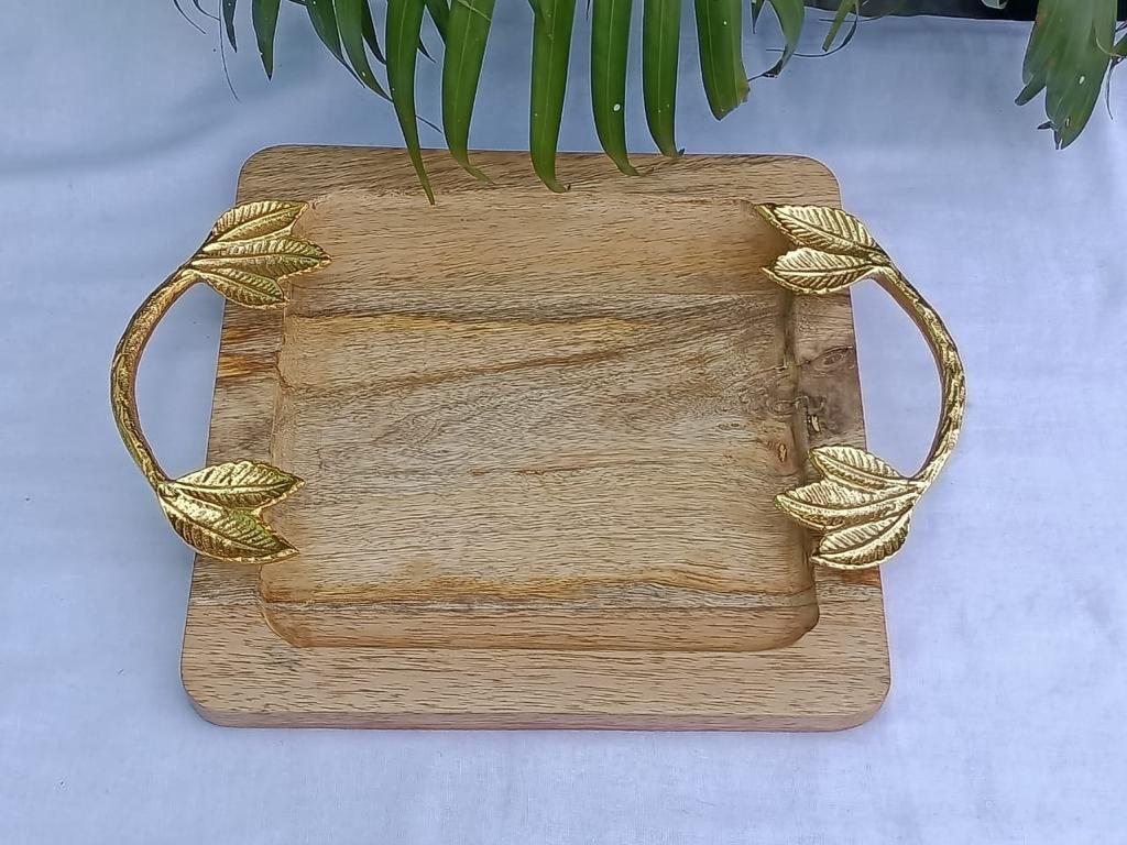 Minimalist Wooden Square Tray – 10x10" Borderless Design for Serving & Decor
