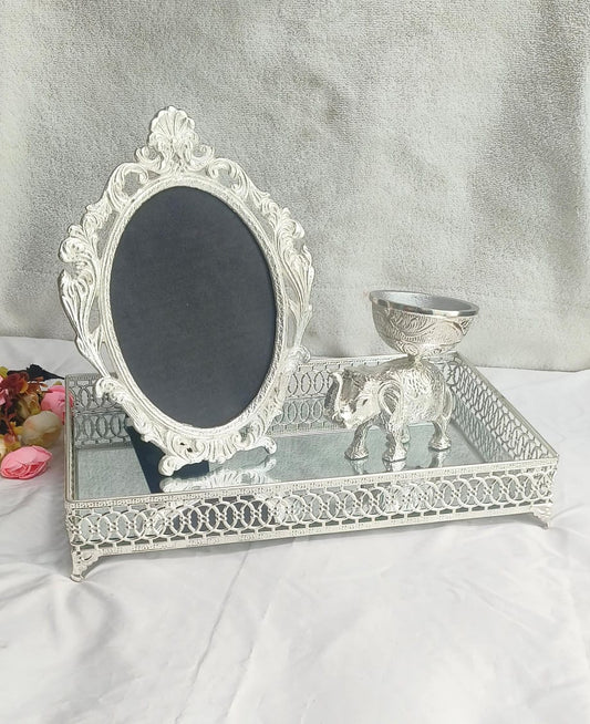 Elegant Silver Serve & Display Combo – 2 Glass Jars, Hexa Tray & Photo Frame (Copy) (Copy)