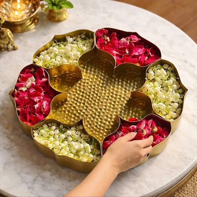 Maverics 18 Inch Floral Brass Urli